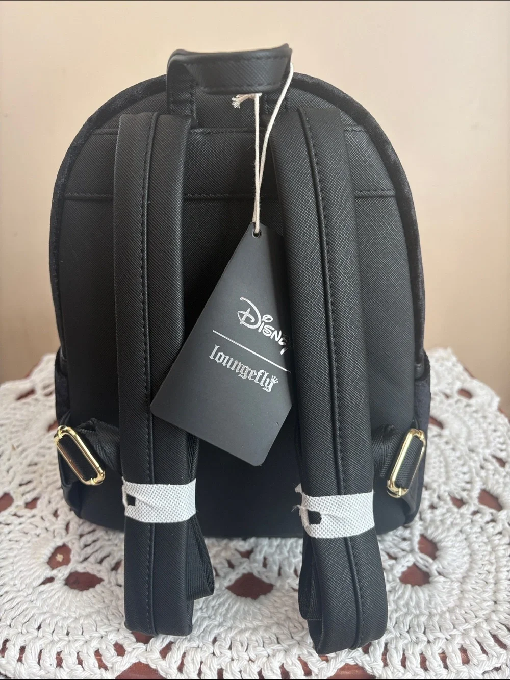 Loungefly Disney Tinker Bell Black & Gold Velvet Bag/Backpack NWT